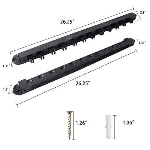 GSE Games & Sports Expert 2-Piece 6/8/12 Billiard Pool Cue Rack Wall Mounted Holders, Billiard Cue Sticks Wall Rack Set - style: 12 Cue - Black