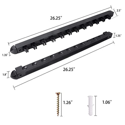 GSE Games & Sports Expert 2-Piece 6/8/12 Billiard Pool Cue Rack Wall Mounted Holders, Billiard Cue Sticks Wall Rack Set - style: 12 Cue - Black