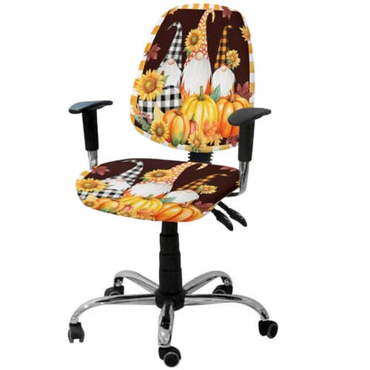 Savannan Office Chair Cover, Fall Gnome Sunflower Thanksgiving Pumpkin Protective Stretch Elastic Universal Cover for Desk Task Chair,Computer Rotating Chair 1 Pcs Orange Plaid
