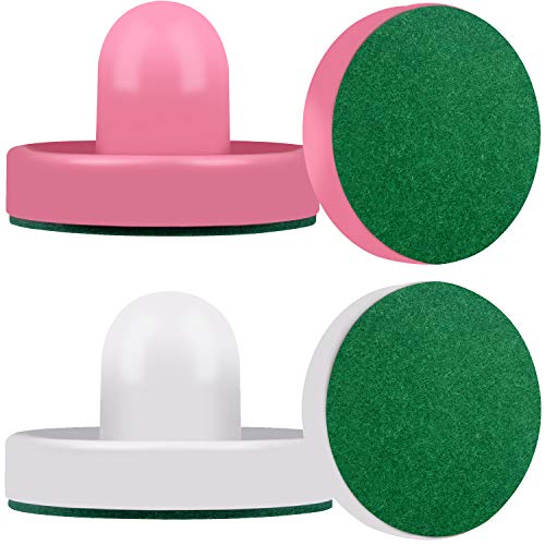 ONE250 Air Hockey Pushers and Red Air Hockey Pucks, Goal Handles Paddles Replacement Accessories for Game Tables (4 Striker, 4 Puck Pack) - color: Pink & White