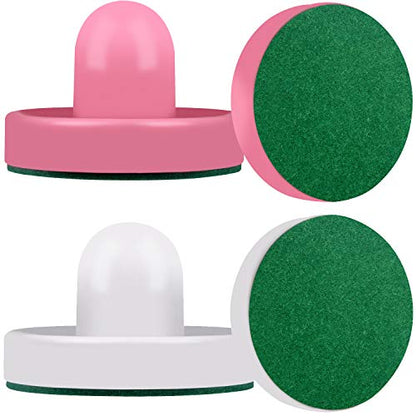 ONE250 Air Hockey Pushers and Red Air Hockey Pucks, Goal Handles Paddles Replacement Accessories for Game Tables (4 Striker, 4 Puck Pack) - color: Pink & White