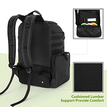 DSLEAF Disc Golf Bag with 24-26 Discs Capacity, Disc Golf Backpack with Two Sidewall Supports and Molle Webbing for Beginner, Hobbyist, Adults and Teenagers
