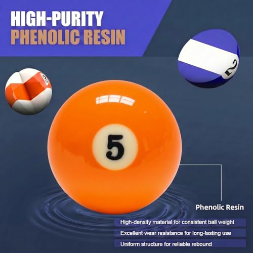 KONLLEN Single Replacement Pool Ball – 2-1/4" Regulation Size & Weight Billiard Ball Made of Phenolic Resin (Choose 1–15 or Cue Ball) - color: #5