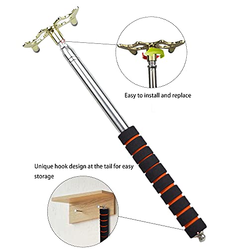 Sarybei Retractable Pool Bridge Billiards Cue Stick Bridge - with 3 Pieces Removable Brass Bridge Head - Billiards Pool Cue Accessory for Pool Table Pool Game Pool Competition