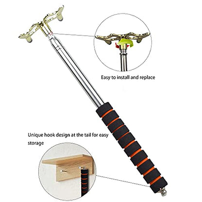 Sarybei Retractable Pool Bridge Billiards Cue Stick Bridge - with 3 Pieces Removable Brass Bridge Head - Billiards Pool Cue Accessory for Pool Table Pool Game Pool Competition