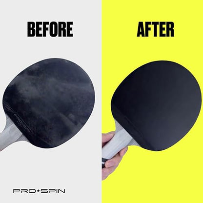PRO-SPIN Table Tennis Rubber Cleaning Kit - Ping Pong Paddle Cleaner | 200ml Rubber Cleaner & Sponge Included | Eliminate Dirt & Dust | Optimal Spin & Control | Preserve Rubber