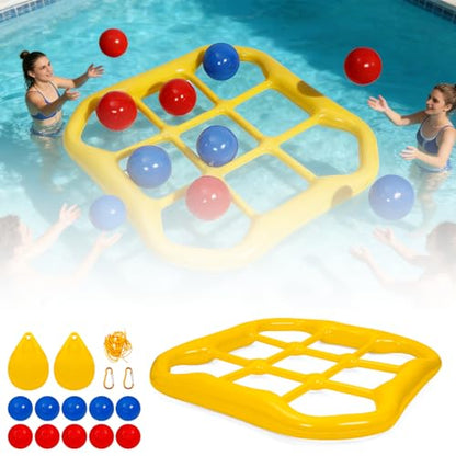 Jumbo Pool Tic Tac Toe Game Floating Outdoor 10 Balls Inflatable Tic Tac Toe Pool Game Adults and Family for Kids Ages Toys
