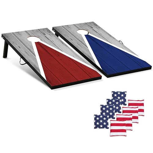 Portable Cornhole Board Set - Premium MDF Wood Corn Hole Game with 8 Regulation Bean Bags, for Backyard, Camping, and Outdoor Tailgating - Choose 3x2' Tailgate or 4x2' Regulation Size - style: 4' x 2' Pyramid