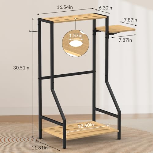 YBING Pool Stick Holder - Pool Cue Stand Hold up to 10 Cues Sticks Billiard Pool Cue Holder Cue Stick Rack Pool Table Accessories for Game Room Billiard Clubs, Natural Bamboo - color: Natural Bamboo