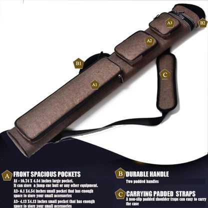 Champion 2X4,3x6 Nylon/Leatherette Billiard Pool Cue Stick Hard Carrying Case 4S2B, 6S3B - color: Brown, size: 3X6 (3B6S)