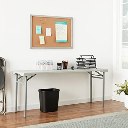 Office Star Resin Multipurpose Rectangle Folding Training Table for Home or Office, 5.87 Feet Long Light Gray