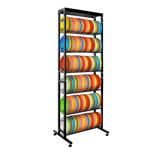 Sidasu 2/3/6-Tier Discs Golf Rack,Metal Disc Golf Storage Rack, Space-Saving Disc Station for Disc Golf Storage Shelf-Black - size: 6-shelf