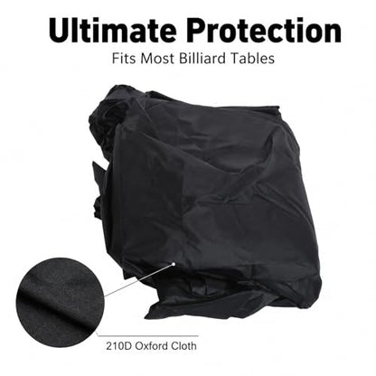 210D Billiard Table Dust Cover, Outdoor Pool Table Protector 225x116x82cm - Heavy Duty, Adjustable Drawstring, Weather for 7ft to 9ft Tables