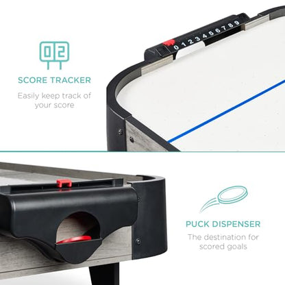Best Choice Products Portable Tabletop Air Hockey Table for Game Room w/ 100V Motor, Electric Fan, 2 Strikers, 2 Pucks - color: Gray