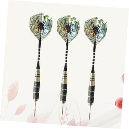 Happyyami 3pcs Professional Aluminum Rod Needle Tip Darts with Spider Pattern Tail Wings Flights for Sports Events and Comfortable for Indoor Outdoor Leisure Use