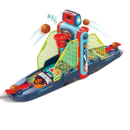 Tabletop Basketball Game — 2-Player Mini Basketball Game with Electronic Scoring & Timer, Two-Hoop Design for Desk Play, Moving Hoop Challenge for Kids