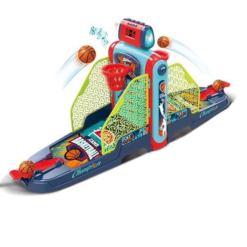Tabletop Basketball Game — 2-Player Mini Basketball Game with Electronic Scoring & Timer, Two-Hoop Design for Desk Play, Moving Hoop Challenge for Kids