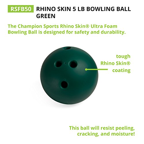 Champion Sports Foam Bowling Ball: 5 lb Rhino Skin Soft Balls for Training & Kids Games, Green