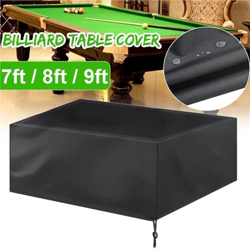 1pc 7ft 8ft 9ft Billiard Table Cover Waterproof Dustproof Resistant Snooker Protector With Locking rope(Black,287x155x82cm) - color: Black, size: 287x155x82cm