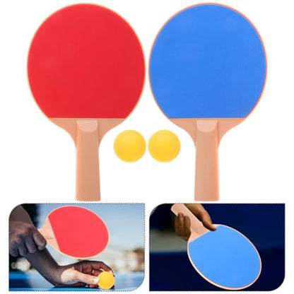 Abaodam Outdoor Table Tennis Set Plastic Paddles and Elastic Ping Pong Balls, 2 Long-Handle Rackets and 2 Yellow Balls for Outdoor Ping Pong Play