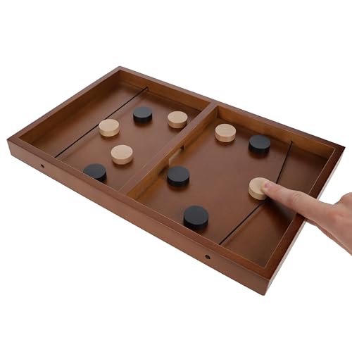 Pacific Shore Games Wooden Sling Puck Game, Table Top Hockey Games, 2 Player Indoor & Outdoor Fun, 14 inch Travel Size Board Game, Games for Adults