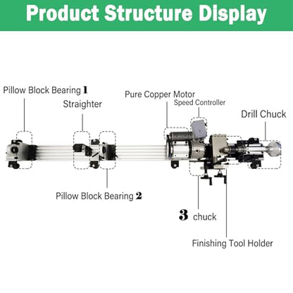 Multi Function Billiard Cue Repair Machine 0.87" Spindle 110V | 450W Motor 0-2000 RPM, 7.87 Inch Max Swing Diameter, 19.7 Inch Machining Length, for Pool Cue Straightening Tipping