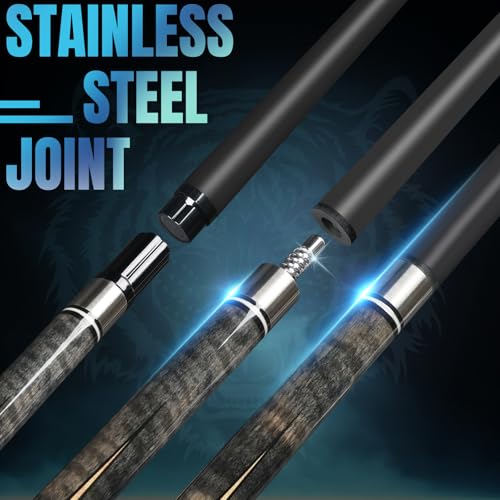 Carbon Fiber Pool Cue Stick 58" Professional Pool Sticks for Adults Full Carbon Technology Low Deflection Pool Cue Billiard Cues with 12.5mm Tip - color: Grey-H3