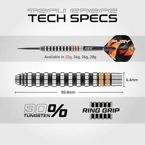 WINMAU Fury 18-20 Gram Tungsten Softip Darts Set with Prism Flights and Vecta Shafts (Stems) - style: 22g