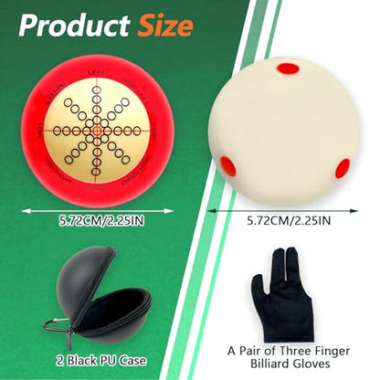 2 Pcs Billiards Cue Ball 2-1/4" Pool Cue Ball Practice Training Artifact with A Pair of Three Finger Billiard Gloves 2 Pool Box Bag Table Training for Table Accessories - style: Fashion