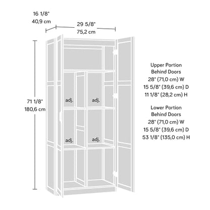 Sauder Select Storage Cabinet, Pantry Cabinet Kitchen Storage with Adjustable Shelves, Bathroom Storage Cabinet, in Highland Oak - color: Highland Oak