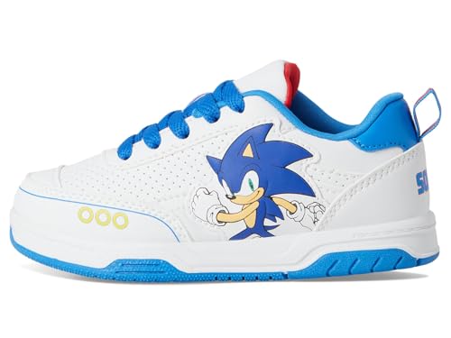 Josmo Kids Sonic the Hedgehog Sneakers LED Light Up Shoe (Toddler/Little Kid) - color: White/Blue, size: 4 Big Kid