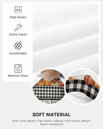 Savannan Office Chair Cover, Vintage Autumn Pumpkins Protective Stretch Elastic Universal Cover for Desk Task Chair,Computer Rotating Chair 1 Pcs Truck Maple Leaves on Linen