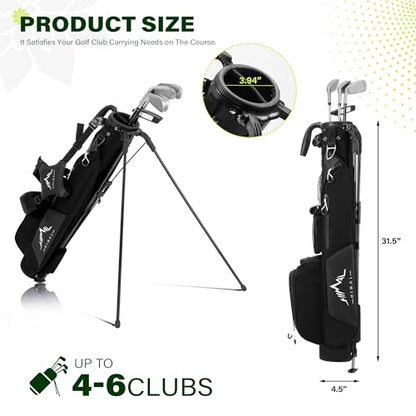uniHimal Lightweight Par 3 Golf Bag - Small Golf Stand Bag with Dual Shoulder Straps, Cooler Pocket, Dust Cover, Pitch and Putt Bag for Driving Range - color: Black