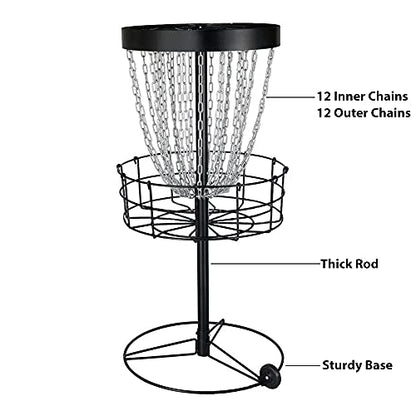 Disc Golf Basket Double Chain Practice Basket for Disc Golf Portable Metal Disc Golf Target Flying