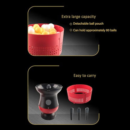Multi Function Table Tennis Ball Machine 80 Ball Capacity Auto Robot Wireless Remote Adjustable Speed Frequency Spin Angle Home Club Professional Training Beginners