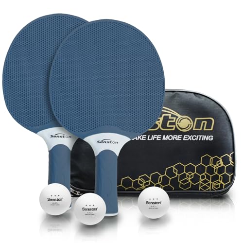 Senston Table Tennis Rackets Set, Professional Table Tennis Racket with 3 Balls, Composite Rubber Ping Pong Paddle Set - color: Indigo