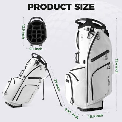 Findway 14 Way Golf Stand Bag, Lightweight Golf Bag with Stand for Men Women, Golf Club Carry Bag with Dual Strap, Rain Cover, Multiple Pockets, Golf Ball Holder - color: White
