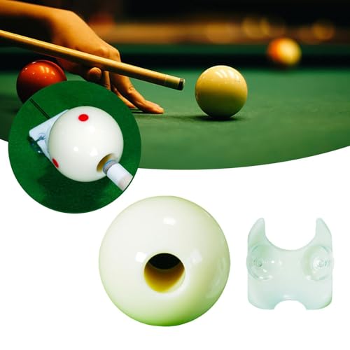 Billiards Cue Ball with Hole Billiards Rod Training Aiming Helper Synthetic Resin Compact Accessory Suitable for Beginner Player Stroke - size: Small for Snooker