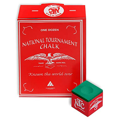 Silver Cup National Tournament Pool cue Billiard Premium Chalk - ONE Dozen - color: Tournament Green