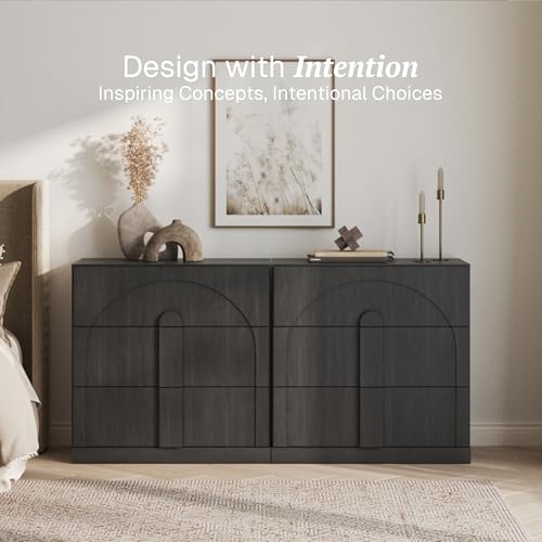 BELLEZE Set of 2 Bookcase with 3 Drawers, Modern Book Shelf with Wide Wooden Handle, 63" Wood Bookshelves for Living Room Office Entryway (Ebony) - color: Bijou Ebony C, size: 2