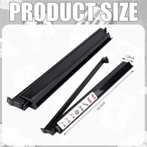 4 Pcs 18.7 Inch Dark Black Acrylic Mahjong Tile Racks with Pushers for Game Night American Mahjong Racks Tile Set for Mah Jong Lovers and Beginners - color: Dark Black
