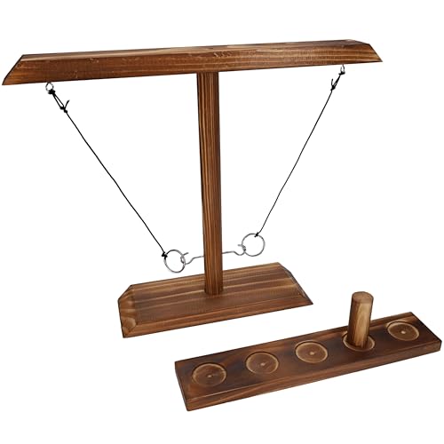 Pacific Shore Games Wooden Ring Toss Game 15 inches, 2 Player Hook and Ring Game, Games for Adults, Perfect for Decks and Patios, Indoor and Outdoor Games