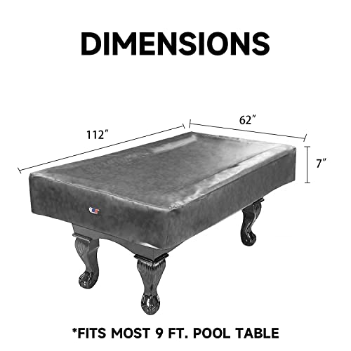 GSE Games & Sports Expert Billiard Table Covers, 7'/8'/9' Waterproof & Tearproof Heavy Duty Leatherette Pool Table Cover (Several Colors Available) - color: Grey - 9ft