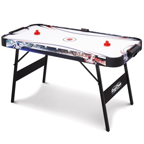 Foldable Air Hockey Table, Folding Indoor Hockey Game Table with Powerful Motor, Accurate Digital LED Scoreboard, Includes 2 Pucks and 2 Pushers, Perfect for Kids and Adults - color: 56 Inch-Blue/Red