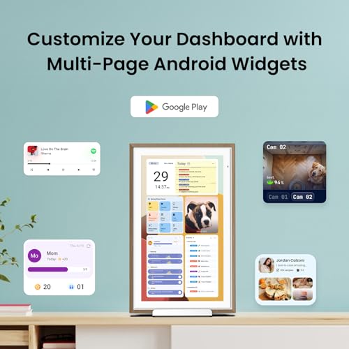 Apolosign 15.6-inch Digital Family Calendar, No Subscription Fee, Smart Wall Planner with Calendar Sync, Chore Chart & Touchscreen Display for Busy Families, Dual Mode, with Stand (Teak) - color: Teak