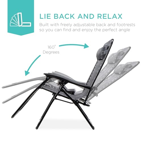 Best Choice Products Set of 2 Adjustable Steel Mesh Zero Gravity Lounge Chair Recliners w/Pillows and Cup Holder Trays - Camoflage - color: Camouflage, size: Standard