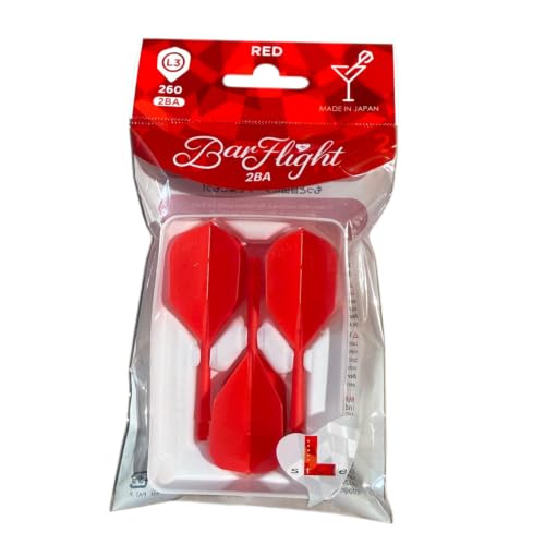 L-style BarFlight One-Piece Dart Flight and Shaft – L3 Shape – 26mm – Set of 3 - color: Red