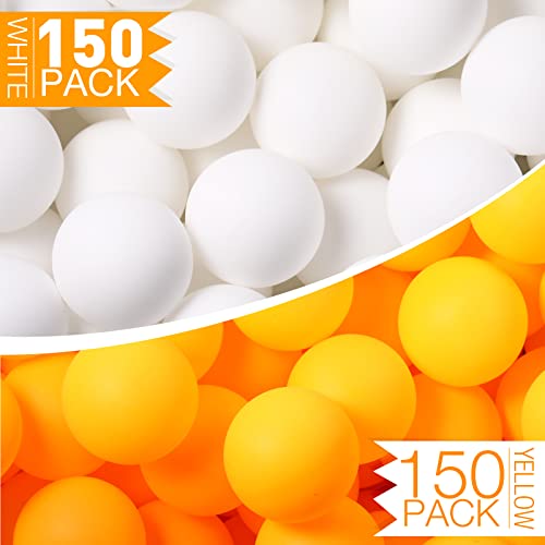 Yunsailing 300 Pieces Plastic Balls 40 mm Washable Table Tennis Balls for Outdoor Crafts Table Tennis Carnival Pool Games Party Decoration, White and Yellow
