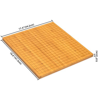 Yellow Mountain Imports Bamboo Etched Reversible 19x19 / 13x13 Go Game Set Board (0.8-Inch) with Double Convex Melamine Stones and Bamboo Bowls - Classic Strategy Board Game (Baduk/Weiqi)