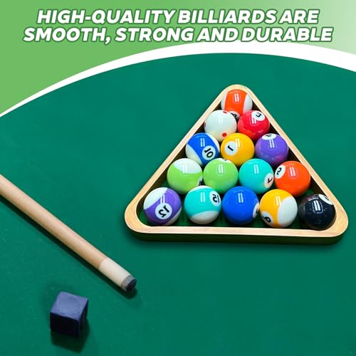 HMQQ Billiard Balls Set, Deluxe 2-1/4" Regulation Size Billiard Pool Balls for Replacement (16 Resin Balls)